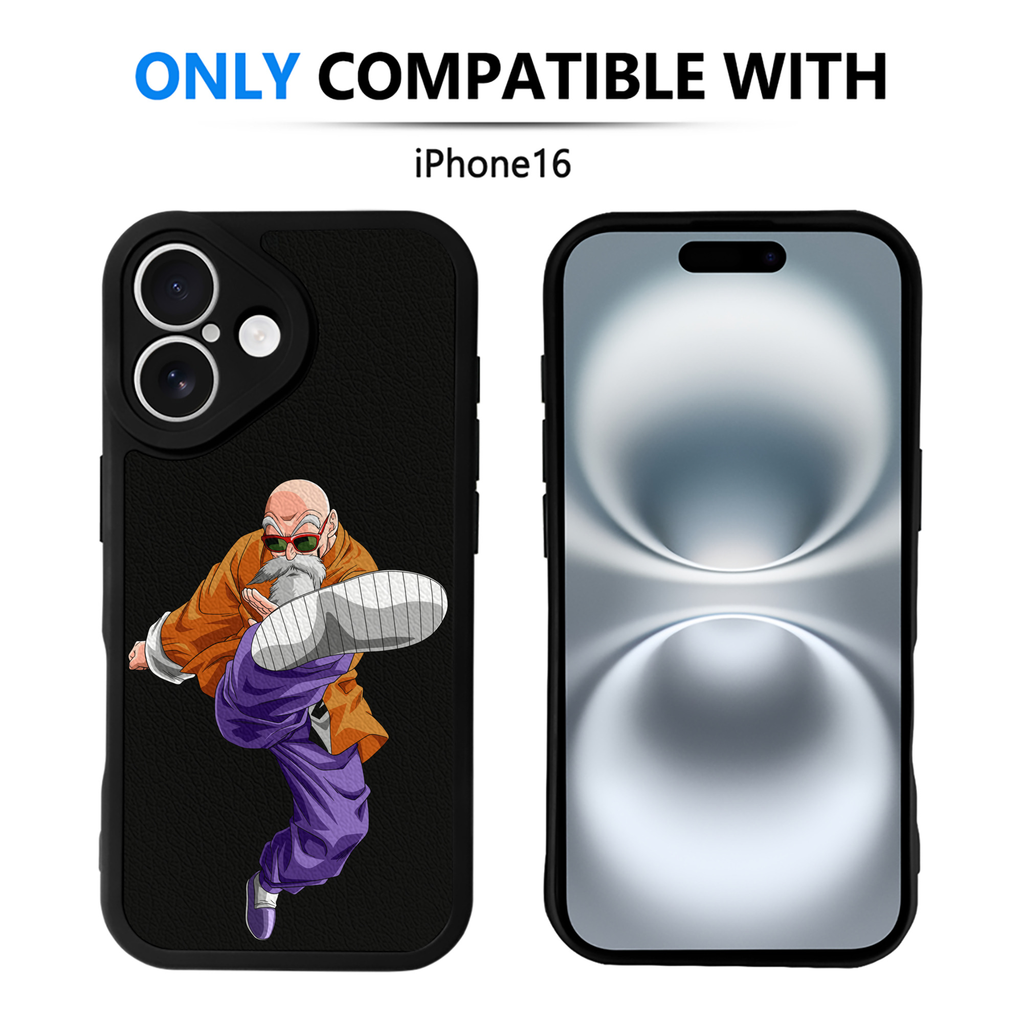 （画像用） ドラゴンボール 亀仙人（かめせんにん） DRAGON BALL Master Roshi Kame Sennin 【iPhone 16シリーズ対応】シリコンスマホケース（レザー調） 材質：シリコン